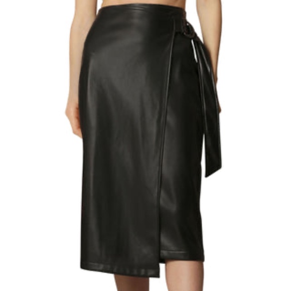 Avec Les Filles FAUX-EVER LEATHER WRAP PENCIL SKIRT - Picture 1 of 7